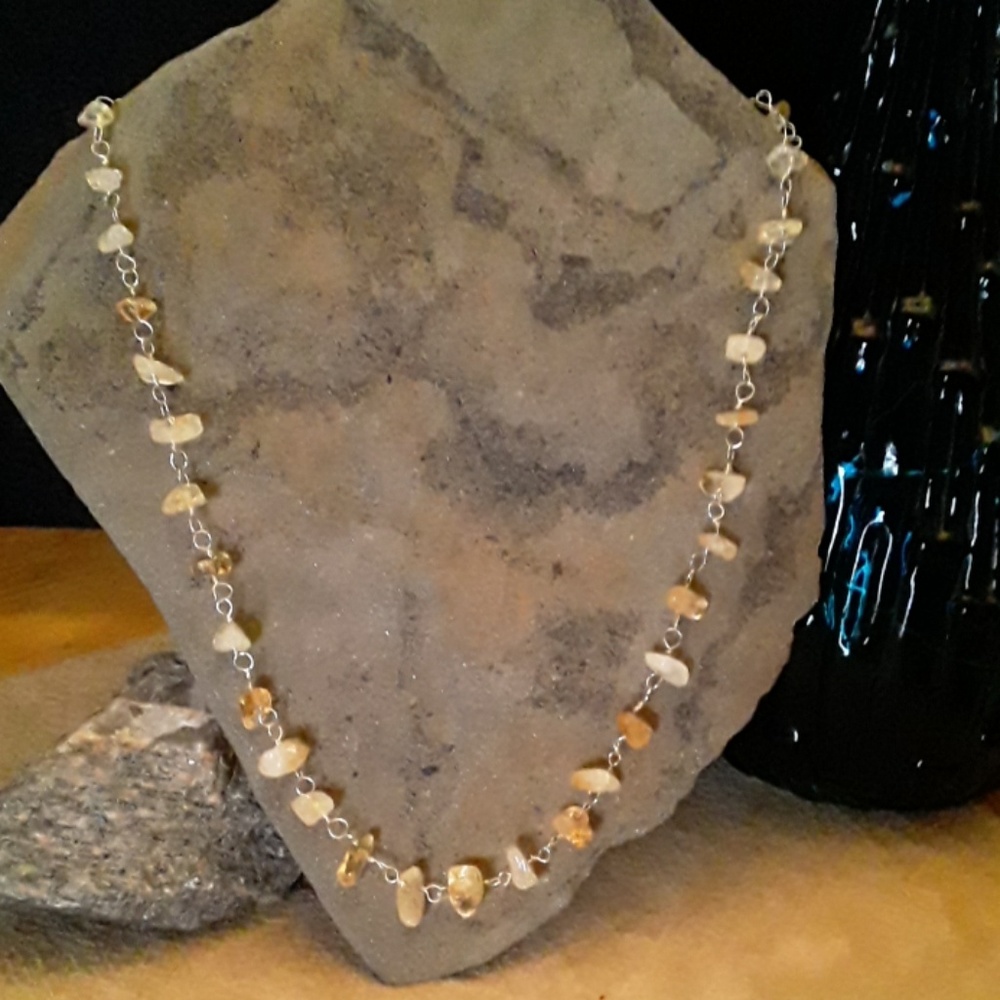 (SOLD)*Citrine bead wrapped HANDCRAFTED necklace